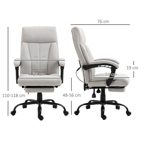 Rootz Vinsetto Massage Office Chair - Ergonomic Desk Chair - Executive Computer Chair - Six Vibration Massage Points - 155° Recline and Footrest - Adjustable Seat Height - 65W x 74D x 111-119H cm