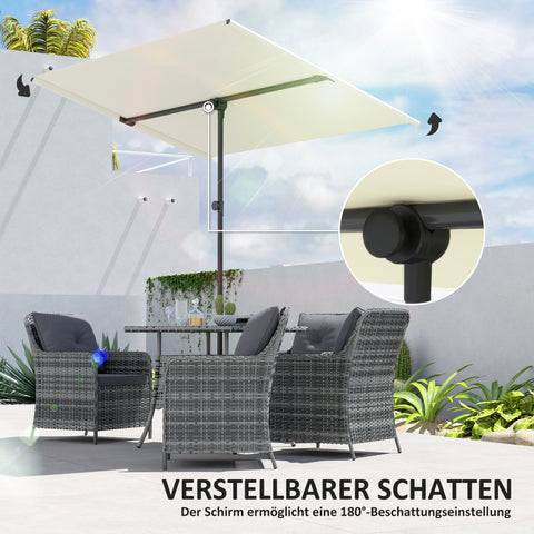Rootz Parasol - Rotating Sunshade - Adjustable Garden Screen - UV Protection UPF 50+ - 150x205cm White and Black