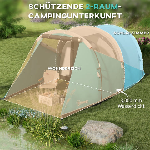 Rootz Camping Tent - Family Tent - Waterproof Shelter - Spacious Design - 460L x 260W x 190H cm - Polyester, PE, Plastic