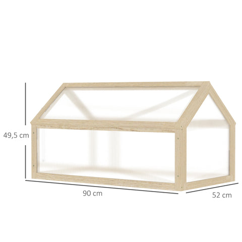 Rootz Mini-Greenhouse Plant House - Compact Wooden Greenhouse - Polycarbonate Panels - Optimal Ventilation - 90L x 52B x 49.5H cm