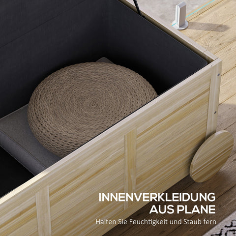 Rootz 185L Outdoor Storage Box - Weather-Resistant Organizer - Wooden Chest - Seating Option - 110 x 50 x 50 cm