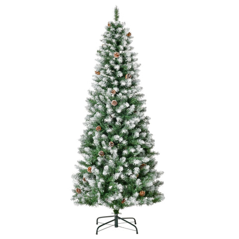 Rootz Artificial Christmas Tree - Snow-Covered Branches - Decorative Cones - Realistic Appearance - 180cm x 75cm - 630 Tips - 37 Cones