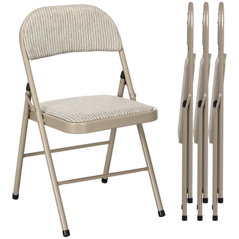 Rootz 4 Piece Set Foldable Dining Chairs - Portable Chairs - Steel Frame Seats - Comfort & Style - 45cm x 46cm x 78cm - Beige