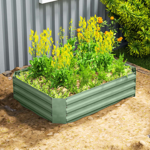 Rootz Raised Garden Bed - Plant Box - Flower Box - Galvanized Steel - Rust Protection - 120cm x 90cm x 30cm - Green