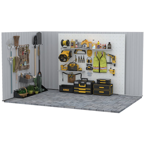 Rootz Garden Shed - Tool Shed - Garbage Shelter - Lockable Doors - Durable Steel - 147L x 86W x 134H cm - Black and White