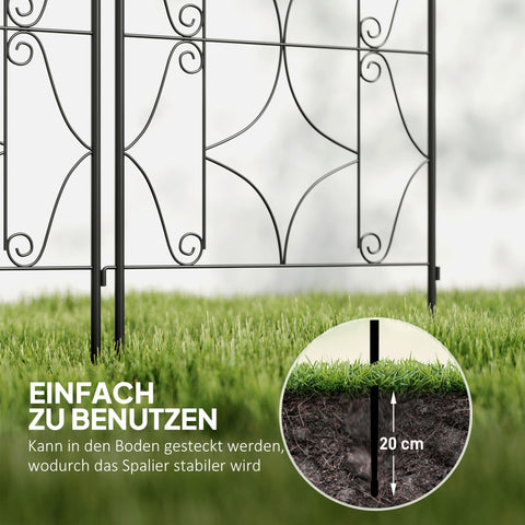 Rootz Metal Trellis Set - Rose Grille - Climbing Plant Support - Rust-Free - Enhances Garden Aesthetics - 50x150 cm, Black