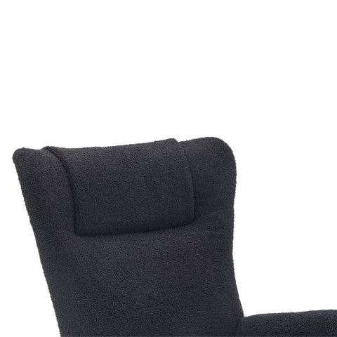 Rootz Gray Teddy Velvet Rocking Chair - Leisure Chair - Velvet Armchair - Ergonomic Comfort - 67.5L x 93W x 93H cm