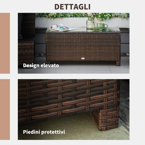 Rootz Garden Side Table - Outdoor Table - Patio Table - Durable & Weather-Resistant - Versatile Use - Easy Maintenance - 85cm x 50cm x 39cm - Metal & PE Rattan