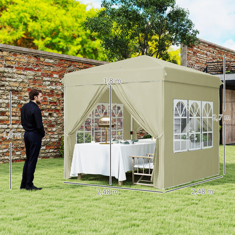 Rootz Pop Up Gazebo Tent - Garden Pavilion - Foldable Canopy - UPF50+ UV Protection - 248L x 248W x 270H cm - Green