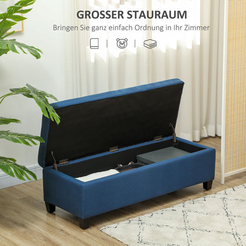 Rootz Blue Storage Bench - Ottoman - Corridor Bench - Button Stitch Elegance - 125.1cm x 48.9cm x 41.3cm