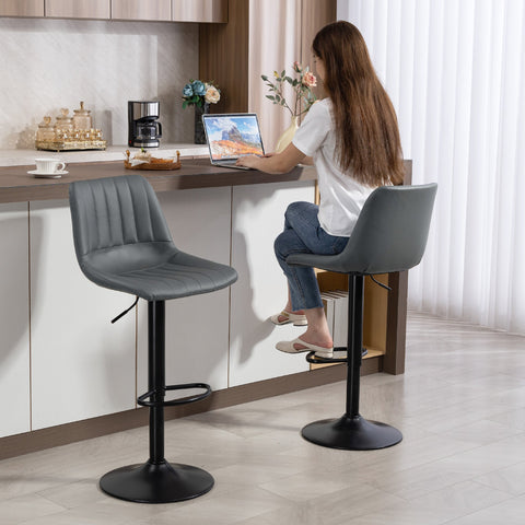 Rootz Bar Stool Set of 2 - Retro Bar Chairs - Adjustable Counter Stools - Swivel Kitchen Stools - Comfort with Footrest - 43x49.5x111cm