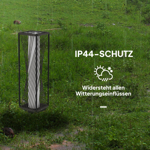 Rootz Solar Floor Lamp - Boho-Style Outdoor Lantern - Rattan Garden Light - Auto On/Off - 22x22x77cm - IP44 Waterproof