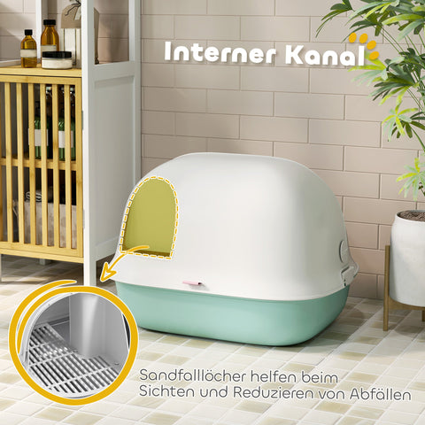 Rootz Cat Litter Box with Lid - Kitty Litter Box - Feline Relief System - Odor Control - 58cm x 46cm x 39cm