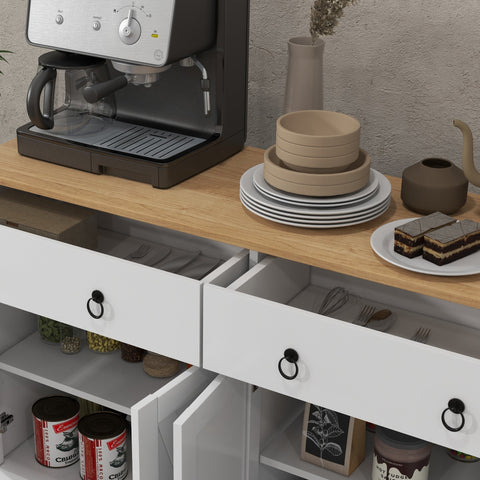 Rootz Buffet Storage Cabinet - Kitchen Furniture - Country Style - Adjustable Shelves - 121cm x 37cm x 75cm