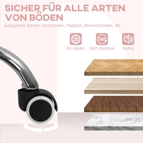 Rootz Pink Desk Chair - Adjustable Office Chair - Rotating Home Chair - Velvet Comfort - 57cm L x 58cm W x 84-97cm H