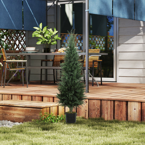 Rootz Cypress-Art Plant - Artificial Greenery - Faux Foliage - UV-Resistant - 40 x 120 cm with Pot