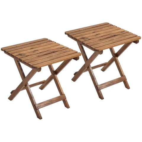 Rootz Folding Table - Side Table - 2set Garden Tables - Folding Camping Table - Table For Garden & Balcony - Acacia Wood - Teak - 45 x 45 x 45 cm