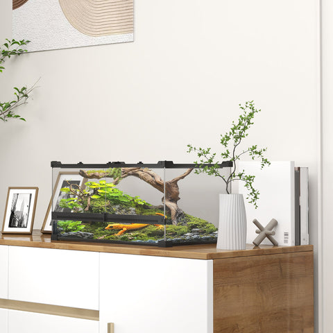 Rootz Glass Terrarium for Reptiles - Vivarium - Waterproof Vivarium - Increased Floor - 50cm x 30cm x 25cm