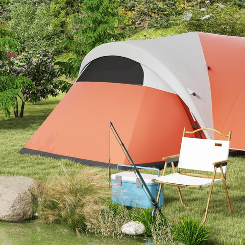 Rootz 5-6 Person Camping Tent - Family Tent - Waterproof Tent - Spacious Design - Enhanced Ventilation - 550L x 300W x 198H cm - Orange