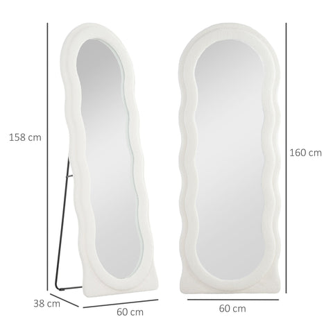 Rootz Full Body Mirror - Standing Mirror - Vaulted Mirror - Break-proof Glass - 160 x 60 cm White