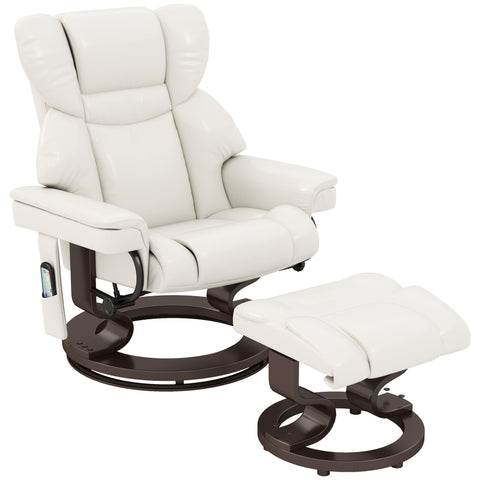 Rootz Relaxation Chair with Footstool - Recliner - Massage Chair - Faux Leather - 79 x 82 x 101 cm - Comfortable Reclining & 360° Rotation