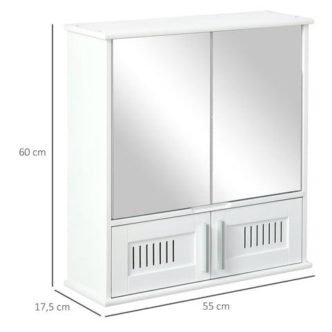 Rootz Wall Mirror Cabinet - Bathroom Storage - Toilet Organizer - Space-Saving - 55W x 17.5D x 60H cm
