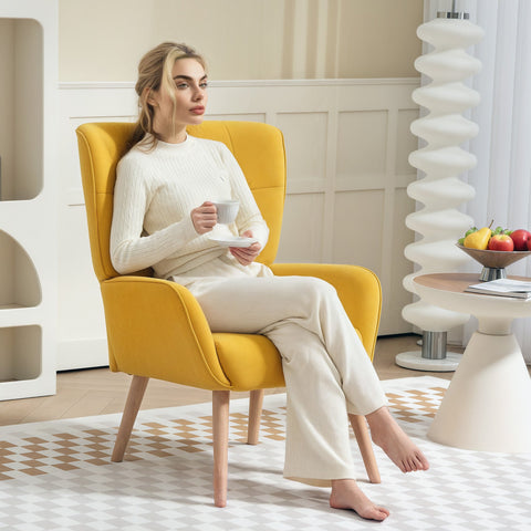 Rootz Cozy Armchair - Upholstered Armchair - Velvet Chair - High Comfort - 66W x 75D x 100H cm