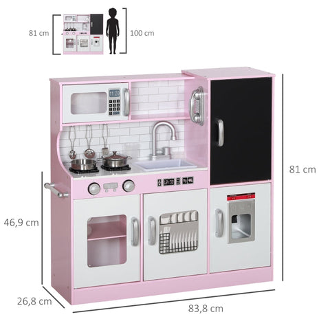 Rootz Children's Kitchen Set - Kid's Play Kitchen - Toy Kitchens - Interactive Play - 83.8L x 26.8W x 81H cm