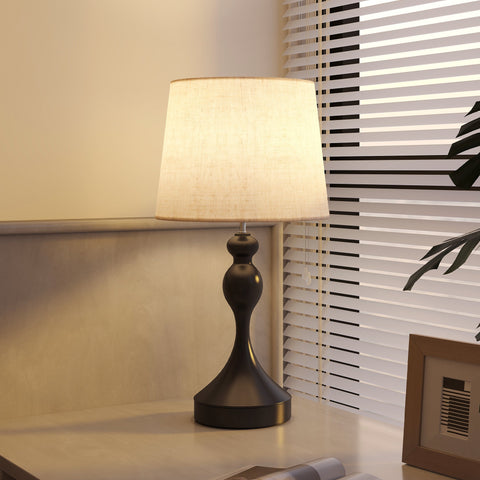 Rootz LED Table Lamp - Bedside Lamp - Modern Nightstand Light - USB A+C Charging - 3 Color Temperatures - 28x54cm - Black & White- Decluttered Charging