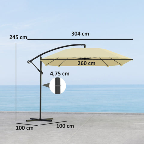 Rootz Traffic Lights Parasol - Patio Umbrella - Outdoor Shade - Waterproof Crank - 304cm x 260cm x 245cm