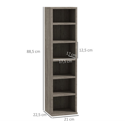 Rootz CD-DVD Storage Cabinet - Media Organizer - Shelving Unit - 204 CD Capacity - Durable Chipboard - 21x22.5x88.5cm - Grey