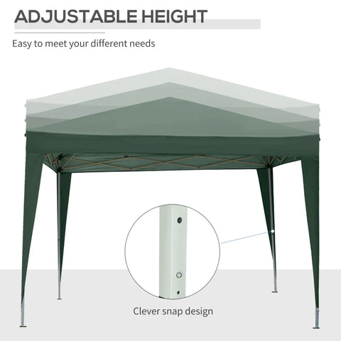 Rootz Camping Gazebo - Wedding Party - Canopy Tent Marquee - Pop Up Gazebo - Carry Bag - Windows - Steel Frame - Green - 2.95 x 2.95 m x 2.58m