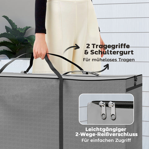 Rootz Garden Cushion Storage Bag - Support Bag - Protective Cover - Waterproof & UV Resistant - 200x60x75 cm - Grey