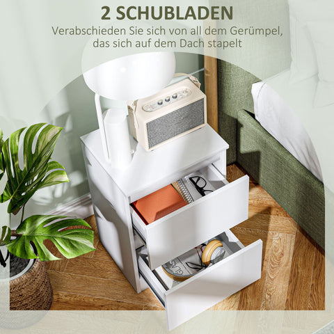 Rootz 2 Drawer Bedside Table - Nightstand - Side Table - Ample Storage - 39.6L x 32.3W x 56H cm