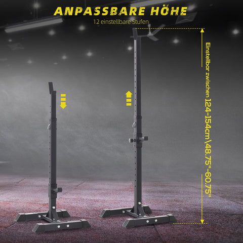 Rootz Dumbbell Stand Set - Barbell Shelf - Weight Rack - Resilient Steel - 52 x 48 x 160 cm - Adjustable Height & Rubber Foot Caps