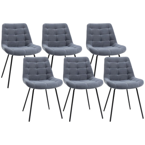 Rootz Set of 6 Dining Chairs - Accent Chairs - Velvet Upholstered - Exceptional Comfort - 50cm x 61cm x 79cm