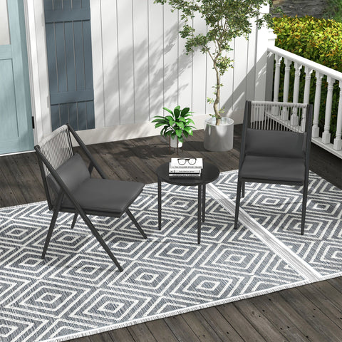 Rootz 3-Piece Garden Furniture Set - Outdoor Set - Patio Set - Comfort with Cushions - Aluminum Frame - Chairs: 52x60x82cm, Table: Ø45x48cm
