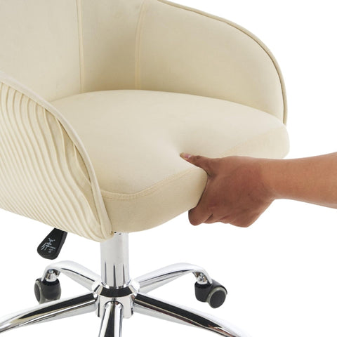 Rootz Adjustable Swivel Velvet Chair - Office Furniture - Makeup Stool - Optimal Comfort - 56L x 55W x 83H cm