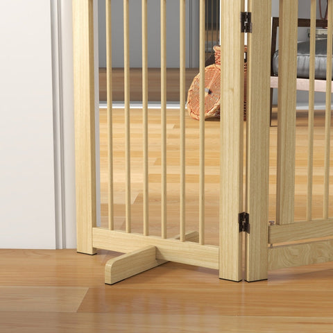 Rootz Wooden Dog Gate with Door - Pet Barrier - Folding Panels - Solid Pine Wood - 204cm x 36cm x 75cm