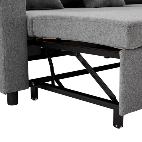 Rootz L-Shaped Sofa Bed - Convertible Couch - Sleeper Sofa - Bed Function - 219cm x 142.5cm x 70.5cm