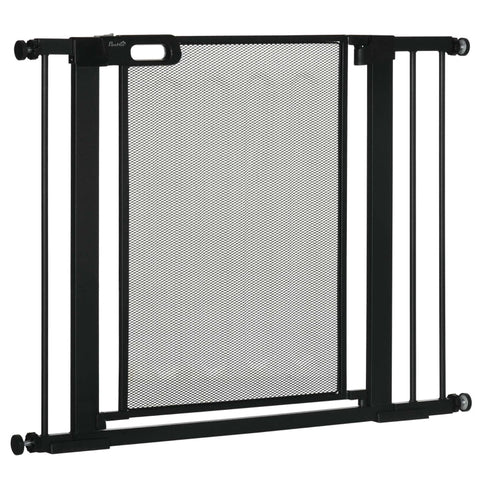 Rootz Adjustable Pet Gate - Stair Gate - Dog Barrier - Automatic Closing - One-Hand Operation - 75-103W x 76H cm - Steel and ABS