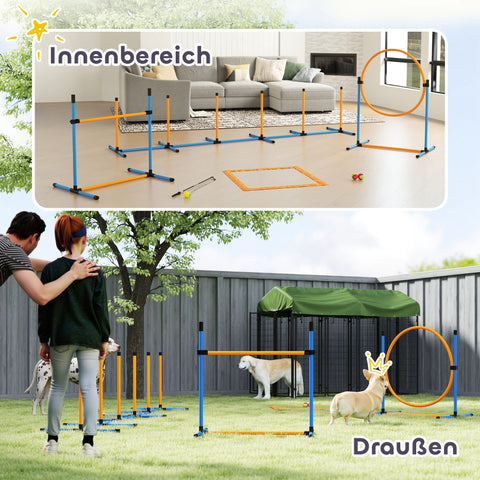 Rootz 7-Part Agility Equipment Set for Dogs - Training Course - Fitness Games - Transport Bag - Jump Hurdles 93cm x 72cm x 92cm