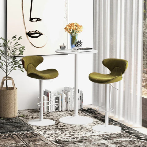 Rootz Bar Table - Table For 2 People - Modern Design - Round Table - Powder-coated Steel - White - 60 x 60 x 102 cm