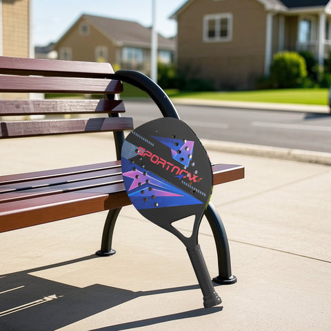 Rootz Beach Tennis Racket Set - Paddle Racket - Carbon Fiber - Enhance Performance - 28L x 23B cm - Black - Includes Shoulder Bag