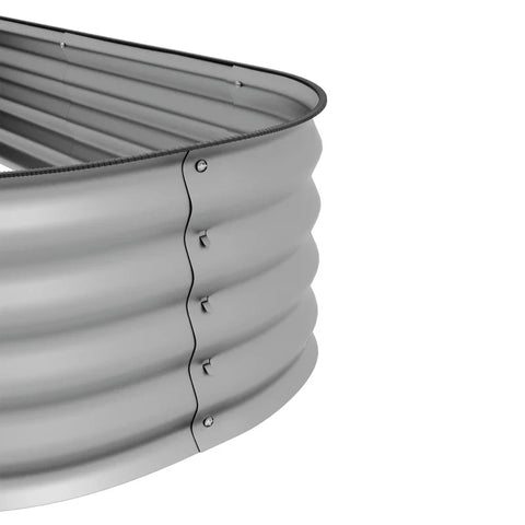 Rootz Raised Bed - Plant Bed - Modular Raised Bed - Protected Edges - Baseless Design - Galvanized Metal - Silver - 195 x 62 x 30 cm