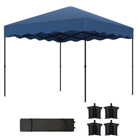 Rootz 3x3m Pop-Up Pavilion - Garden Tent - Height Adjustable - UPF50+ UV Protection - 297x297x287cm - 6-9 People - Blue - Roller Bag Included