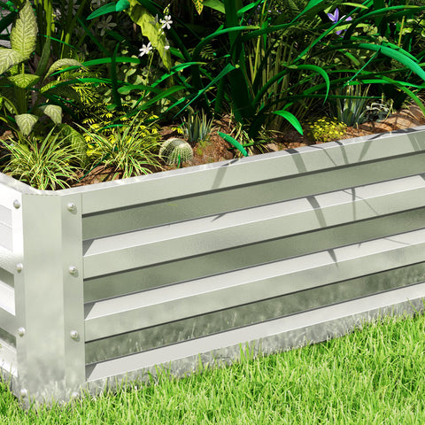 Rootz Raised Bed Plant Box - Garden Planter - Galvanized Flower Box - Weather-Resistant - 120cm x 60cm x 30.5cm - Silver