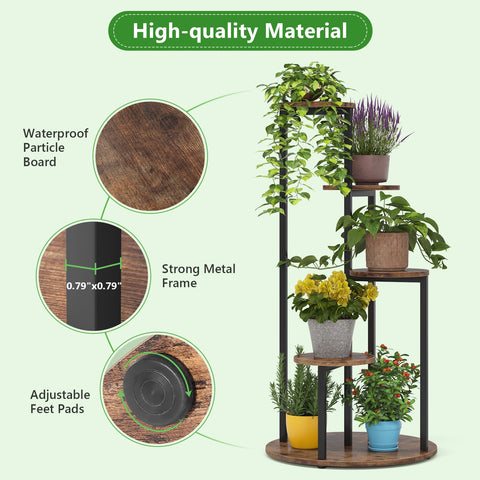 Rootz 4-Tier Plant Stand - Flower Display - Plant Holder - Sturdy & Rotatable - 50cm x 50cm x 104cm