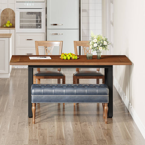 Rootz Kitchen Dining Room Table - Dining Table - Workspace Table - Rustic Finish - Easy Assembly - 69.85 cm D x 139.70 cm W x 74.93 cm H