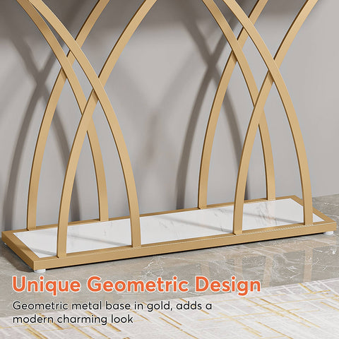 Rootz Chic Gold Console Table - Hallway Table - Sofa Table - Luxurious Design -140cm L x 30cm W x 80cm H